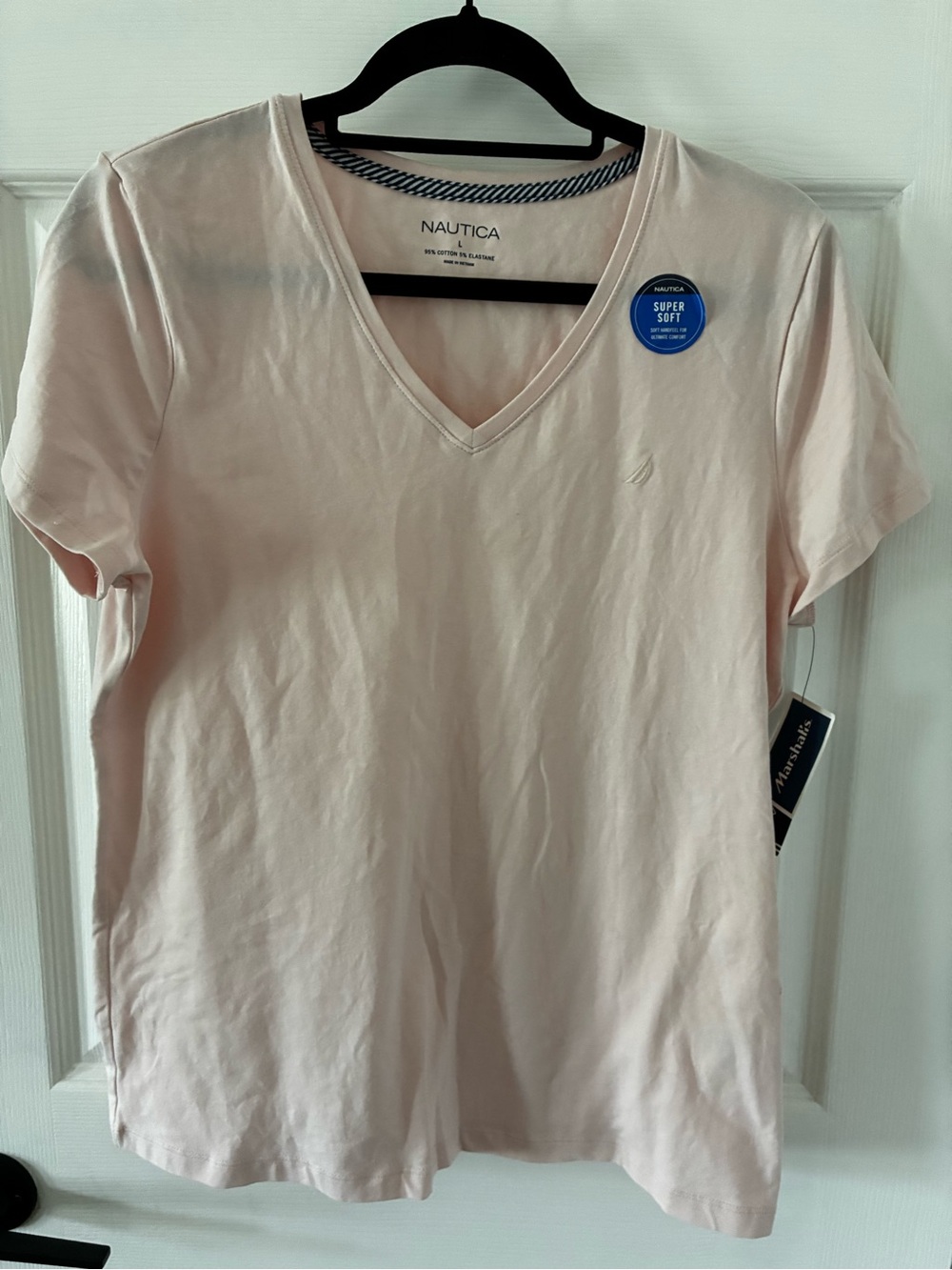 Nautica Light Pink V-Neck Short Sleeve Tee